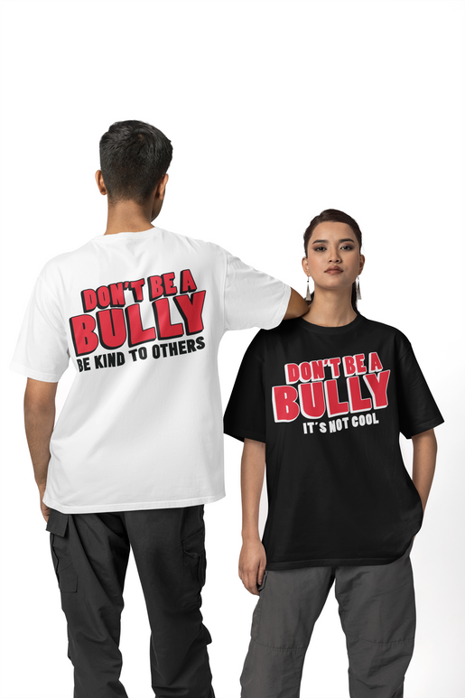Don't Be A Bully; It's Not Cool"  Black Unisex Soft-Style T-shirt with a round neck and short sleeves.  Available In All Sizes For Youth And Adults
