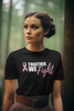“Together We Fight" Black & White Breast Cancer Awareness Unisex Soft-Style T-Shirt with round neck, short sleeve.  Adults and Youth
